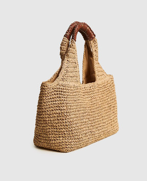 Twinset Бежевая плетеная сумка-тоут с логотипом 261LB7BKK