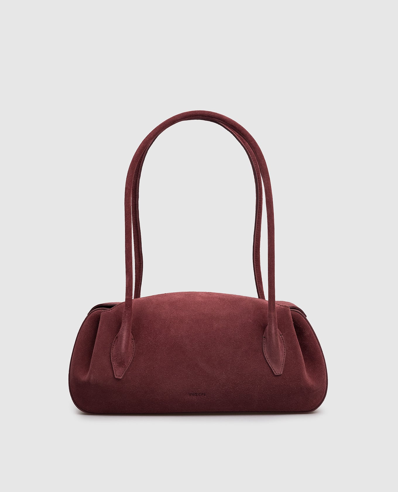 Замшевая бордовая сумка-багет OYSTER с логотипом