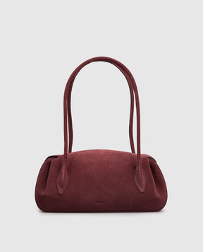 YUZEFI Замшевая бордовая сумка-багет OYSTER с логотипом OYSTERSHOULDERBAG