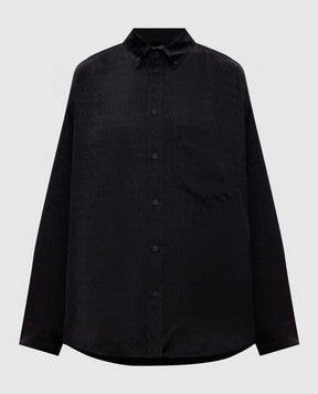 Balenciaga Чорна блуза в принт логотипа 850978TTO54