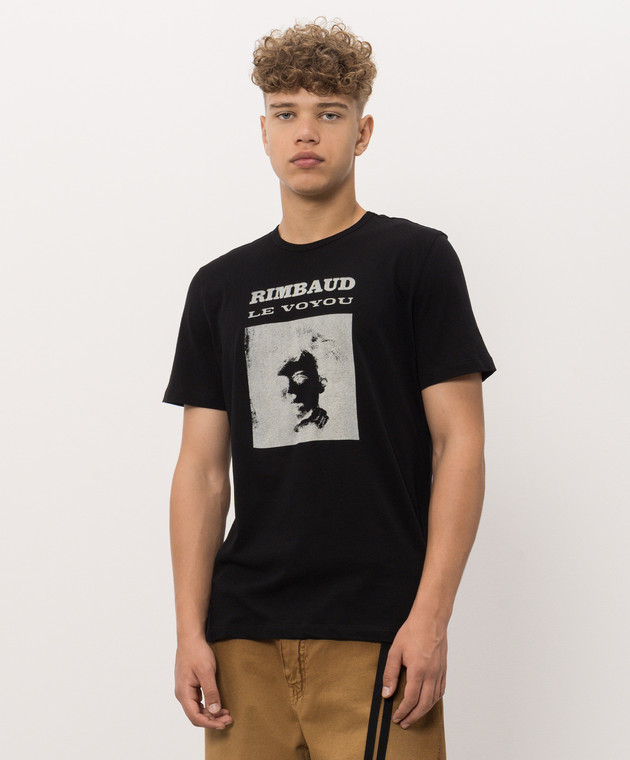 Ann Demeulemeester Чорна футболка з принтом B0014661FA206 зображення 3