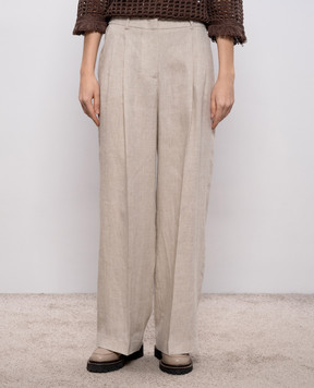 Peserico Бежевые брюки из льна P0433302629