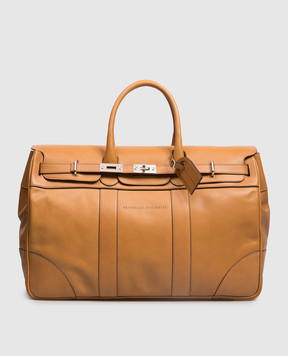 Brunello Cucinelli Коричневая кожаная дорожная сумка с логотипом MBTGBU071