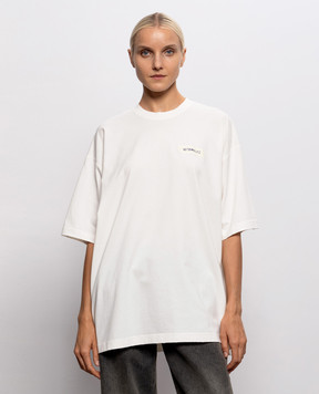 Vetements Футболка цвета айвори с принтом надписи MH27TR148Ww