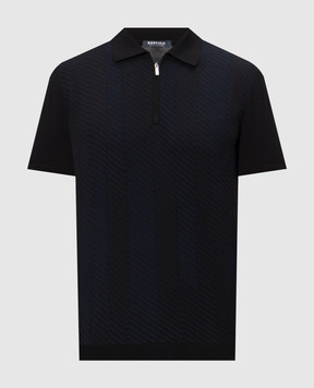 Bertolo Cashmere Чорне поло у візерунок смужка 902541002543