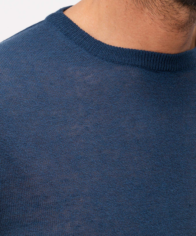 Cashmere&Whiskey Синяя футболка с леном MS003 изображение 4