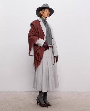 Brunello Cucinelli Бордовый шарф из кашемира и шелка MSC924059P