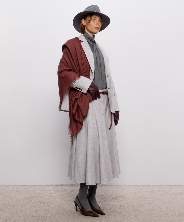 Brunello Cucinelli Бордовый шарф из кашемира и шелка MSC924059P изображение 2