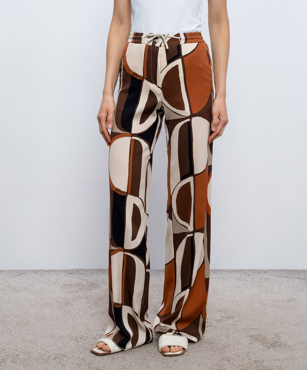 Marco Pescarolo Коричневые брюки из шелка Fency FENCYD5393 изображение 2