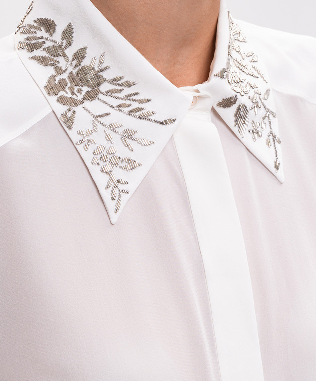 Alexander McQueen Блуза кольору айворі із шовку A0000UQBADT зображення 5