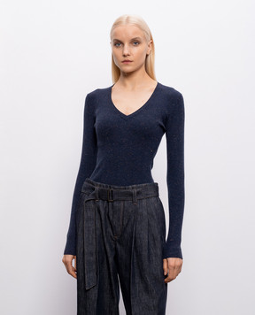 Brunello Cucinelli Синій топ з кашеміром з люрексом M9A822212P