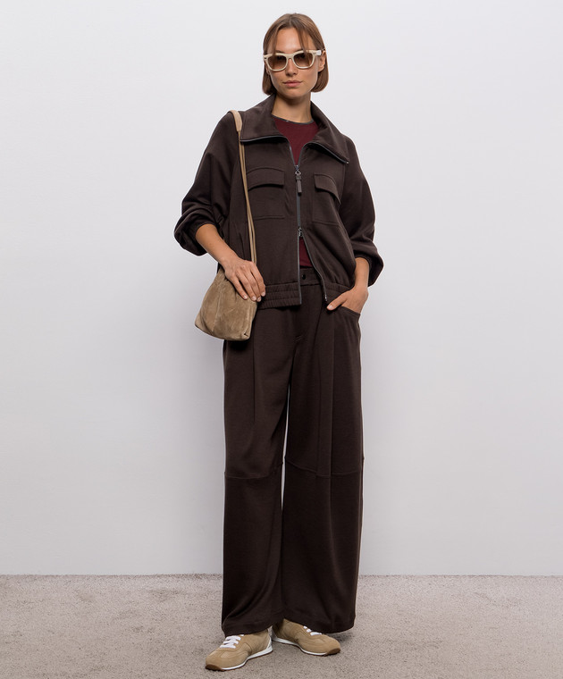 Brunello Cucinelli Бордовая футболка с цепочкой мониль MPT18BD200 изображение 2