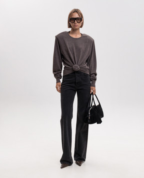 Magda Butrym Коричневий джемпер з вовни з драпіруванням KNITWEAR31LONGSL348726