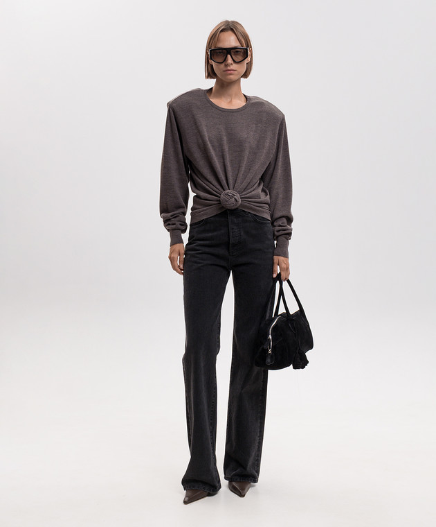 Magda Butrym Коричневий джемпер з вовни з драпіруванням KNITWEAR31LONGSL348726 зображення 2