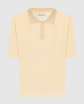 LISA YANG Желтое поло Cristine с кашемиром в узор 2026022