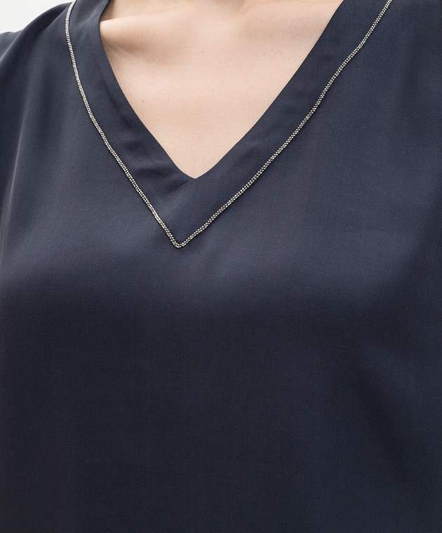 Peserico Синий топ с цепочкой мониль E0822001940 изображение 5