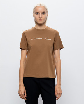Max Mara Коричневая футболка LEXPLOIT с вышивкой MMLEXPLOIT