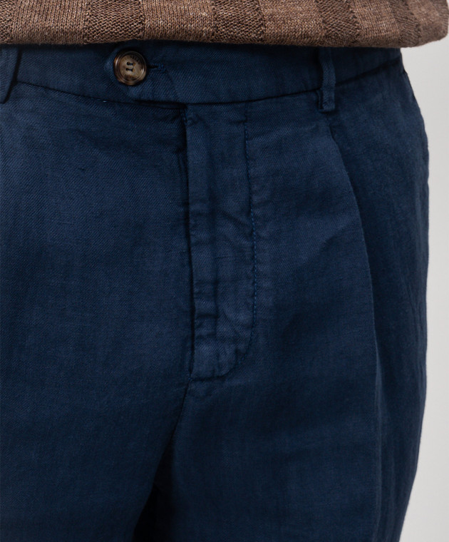 Brunello Cucinelli Синие брюки из льна M243DE1450 изображение 5
