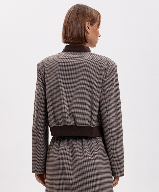 Twinset Коричневый укороченный бомбер в клеточку 262TP2633 изображение 4