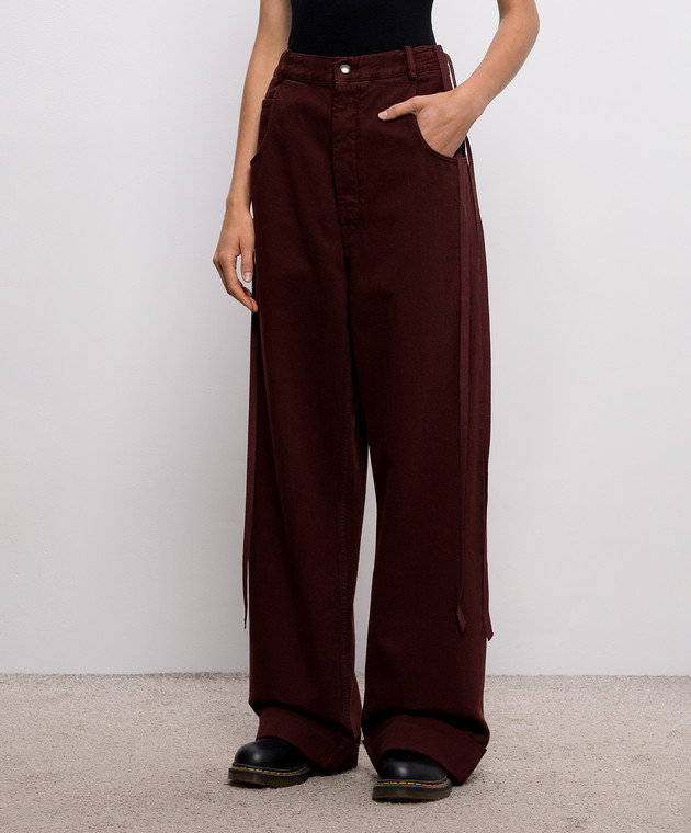 Ann Demeulemeester Бордовые джинсы Kristel с лентами B0010196FA038 изображение 3