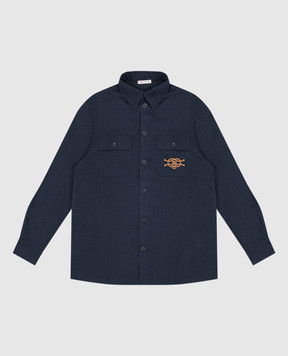Dolce&Gabbana Детская синяя рубашка с брендовой нашивкой L45S12FU5ZI6