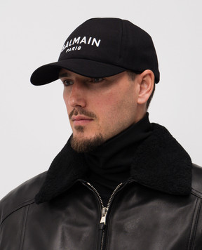 Balmain Чорна кепка з вишивкою логотипа FH0XA015CB24