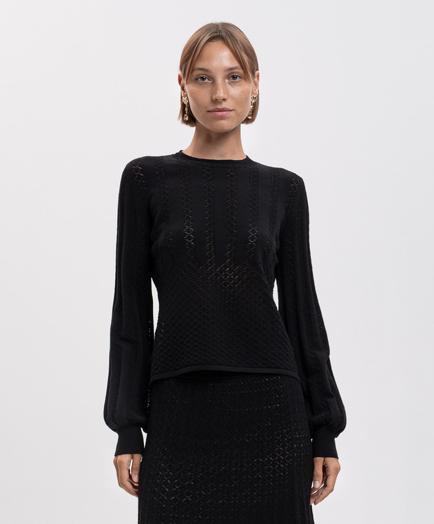Twinset Черный джемпер с ажурным узором 262TP3124 изображение 3