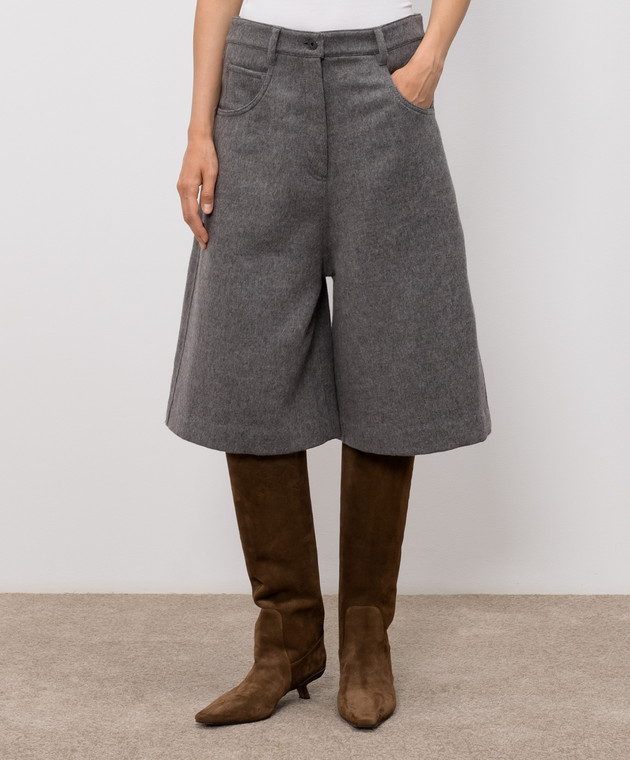 Brunello Cucinelli Сірі бермуди з вовни MP565P9347 зображення 3
