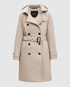 MooRER Бежевий пуховий двобортний плащ ROLITA з шовком ROLITAJSE1