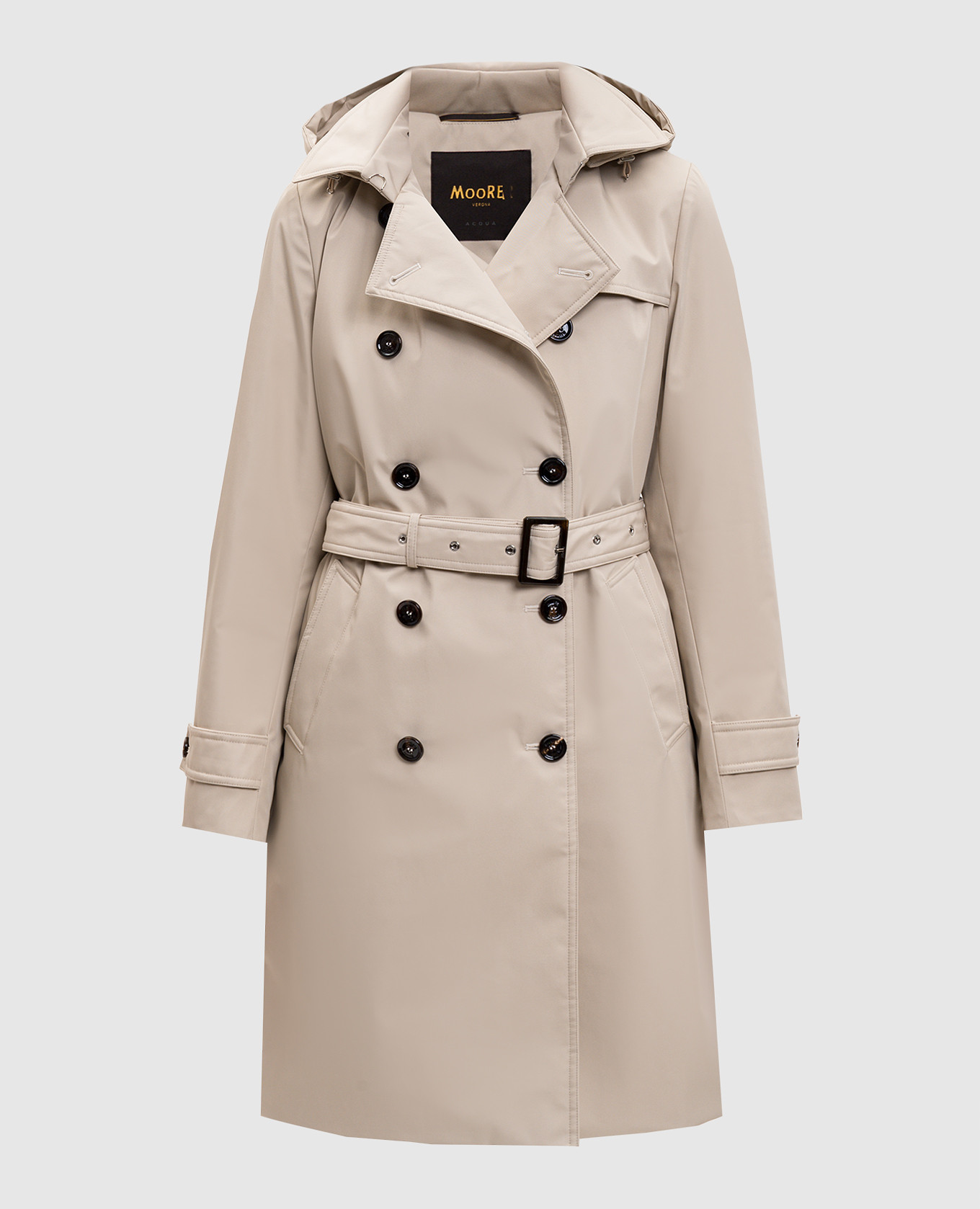 

Бежевый пуховой двубортный плащ ROLITA с шелком, Плащи