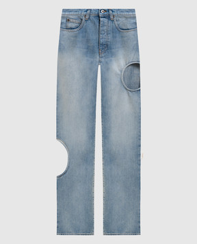Off-White Голубые джинсы с фигурными вырезами 2YA06ES26DEN001