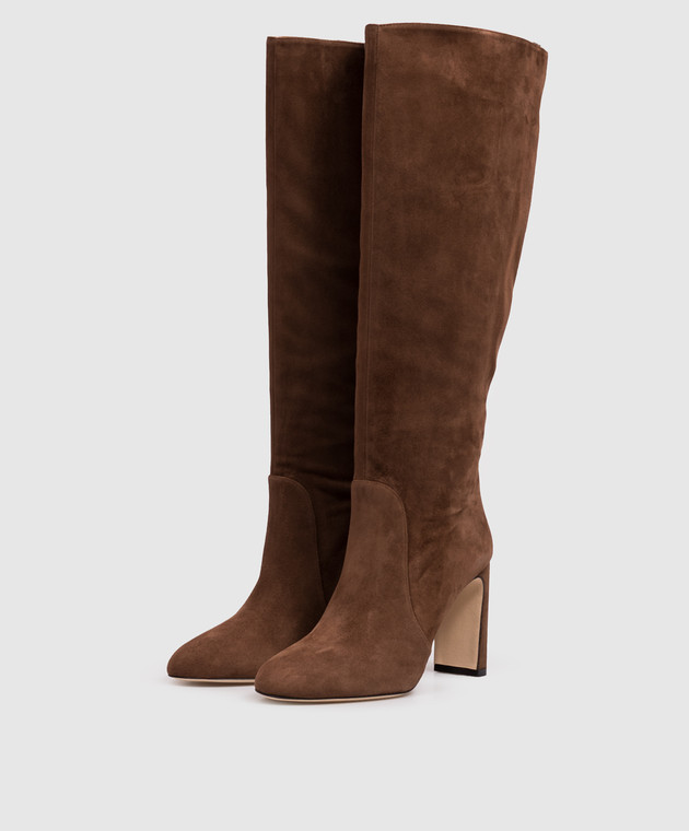 Stuart Weitzman Коричневые замшевые сапоги BABETTE SL546 изображение 2