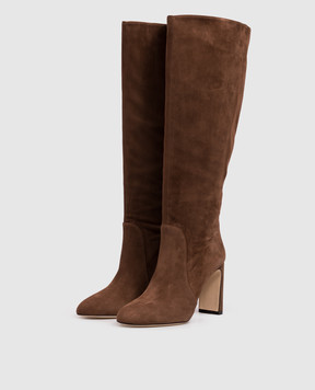 Stuart Weitzman Коричневые замшевые сапоги BABETTE SL546