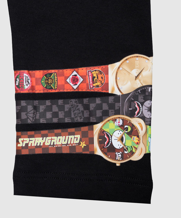 Sprayground Детский черный лонгслив What Time is It? с капюшоном SPY1538 изображение 3