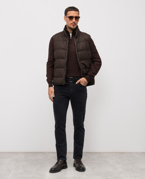 Enrico Mandelli Коричневий джемпер з вовни з логотипом 2K034A5422