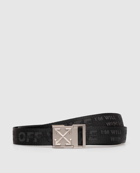 Off-White Детский черный ремень с узором логотипа OBRB001C99FAB001