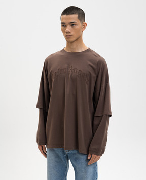 Palm Angels Коричневий лонгслів з логотипом PMAB05KS26JER001