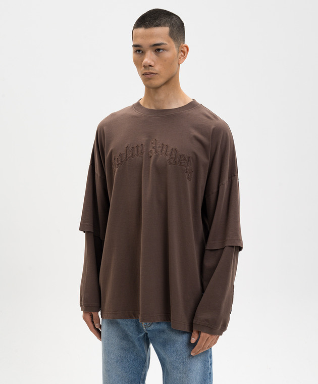 Palm Angels Коричневий лонгслів з логотипом PMAB05KS26JER001 зображення 3