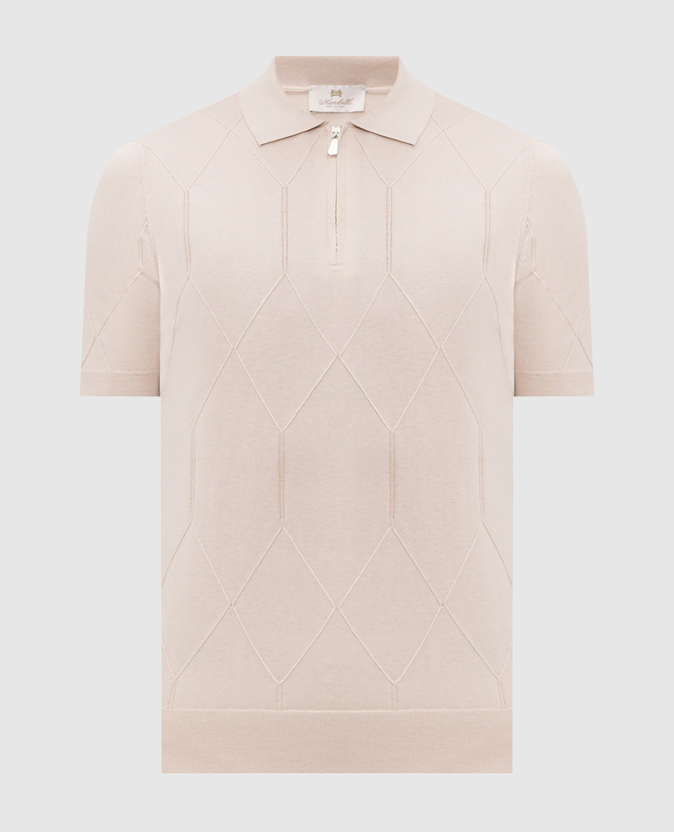 Бежевое поло с геометрическим узором