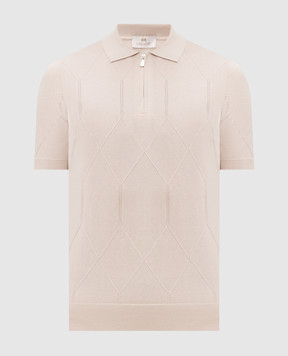 Enrico Mandelli Бежеве поло з геометричним візерунком 3K007A5645