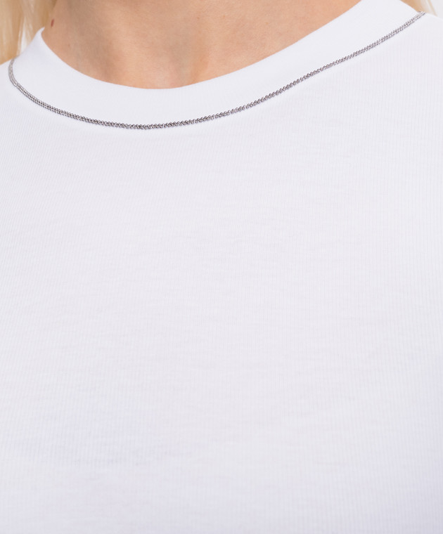 Brunello Cucinelli Белый топ с цепочкой мониль MPTC8BJ310 изображение 5