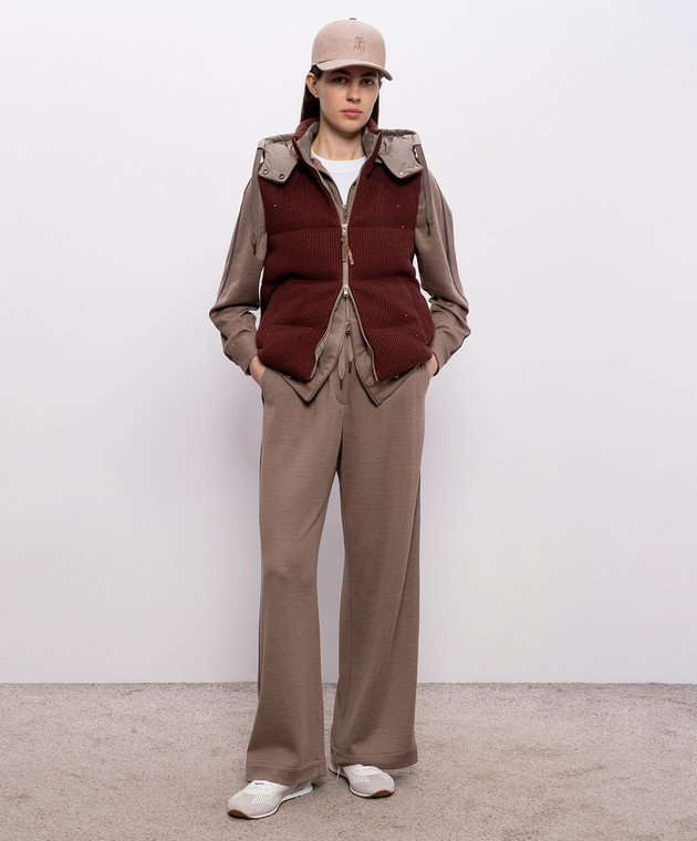 Brunello Cucinelli Біла майка в рубчик з нашивкою емблеми MG902VT100 зображення 2