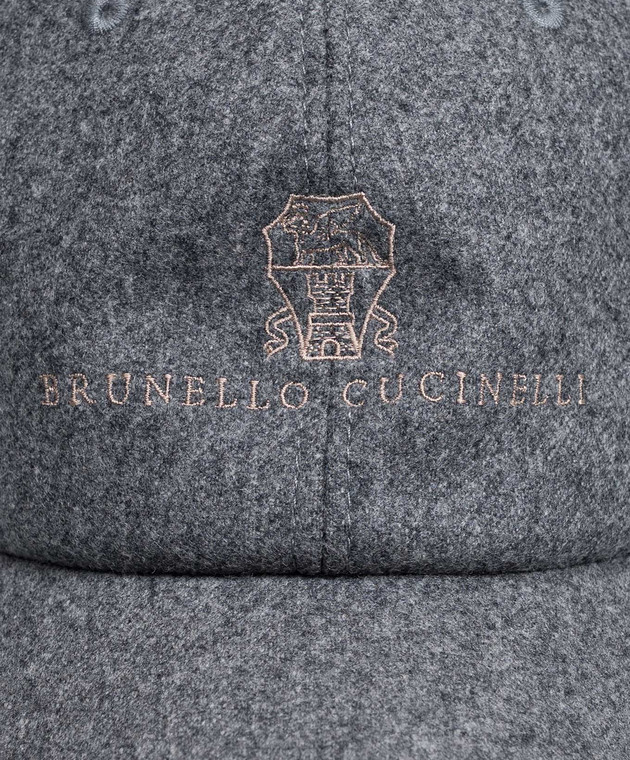 Brunello Cucinelli Сіра кепка з вовни з вишивкою M038P9850 зображення 4