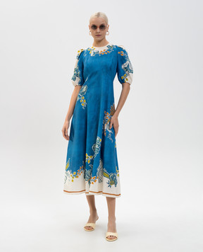 Alemais Синее платье миди Luda из льна 6392D