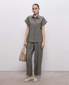 Peserico Сірі штани з льону з відворотами P0430102629