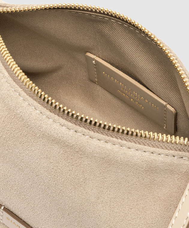 Gianni Chiarini Бежевая замшевая сумка кросс-боди Nora BS10224CMPL изображение 4