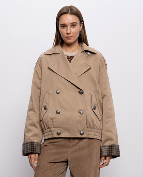 Brunello Cucinelli Бежева двобортна куртка з льоном ML5977604P