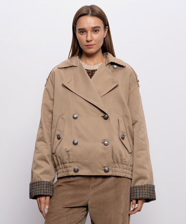 Brunello Cucinelli Бежевая двубортная куртка с льном ML5977604P изображение 3