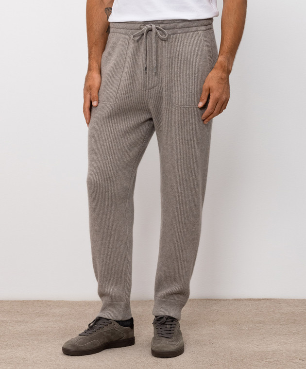 Brunello Cucinelli Бежевые джоггеры из кашемира M22704849G изображение 2