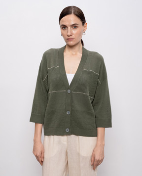 Peserico Зеленый кардиган с льном S99140F0709056